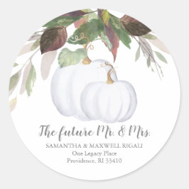 Vit vattenfärgsvit Pumpkin-Returadress Runt Klistermärke