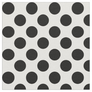 Vit väv med svart Polka dots Tyg