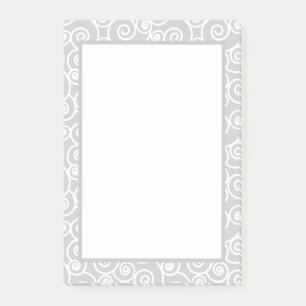 Vit, veckolv Mönster på mjukt Grått Post-it Block