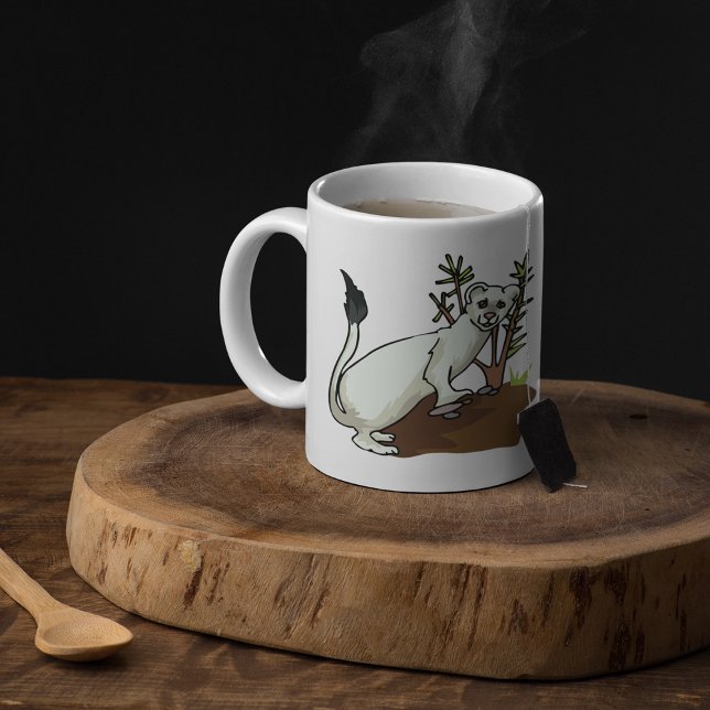 Vit Vessla Hermelin Vinter Stoat Vilda Djur Kaffemugg (Skapare uppladdad)