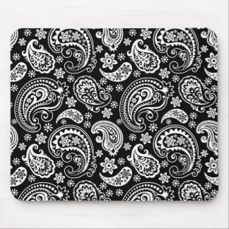 Vit vid svart Retro Ornate Paisley Mönster Design Musmatta