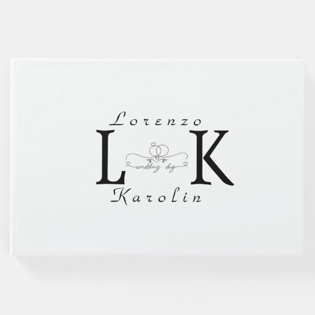 Vit Vigsel Monogram Enkel Elegant Minimalistisk Gästböcker (Framsida)
