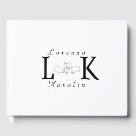 Vit Vigsel Monogram Enkel Elegant Minimalistisk Gästböcker