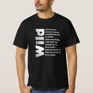 Vit Vild Afrikas Lejona utskrift baksida T Shirt