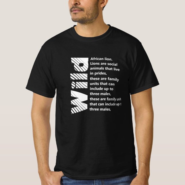 Vit Vild Afrikas Lejona utskrift baksida T Shirt (Framsida)