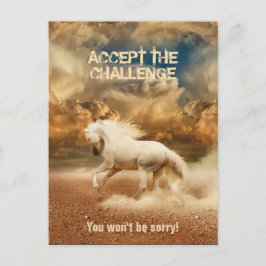 Vit Vild Horse som korsar öknen - insamlbar Vykort