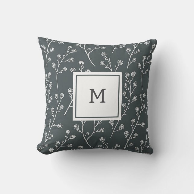 Vit Vild, mönster monogram Kudde (Framsida)