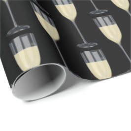 vit vin i svart glas presentpapper