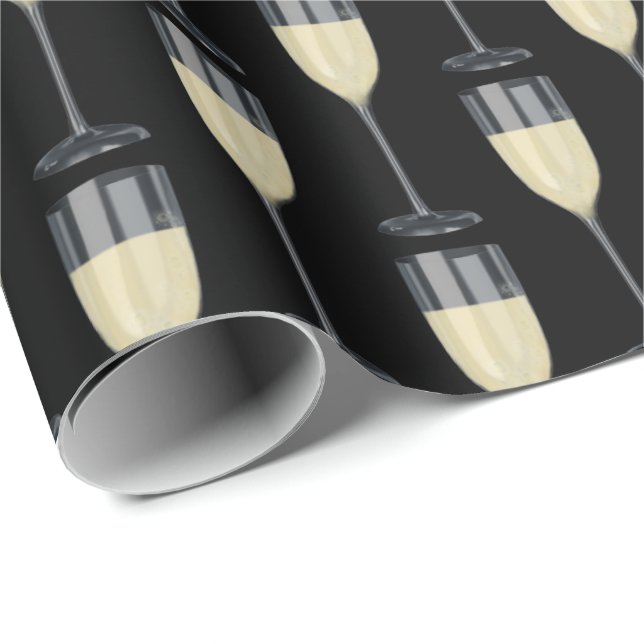 vit vin i svart glas presentpapper (Rullad Hörn)