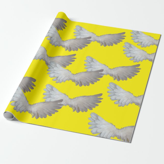 Vit Vingar Wrapping Papper Presentpapper (Utrullad)
