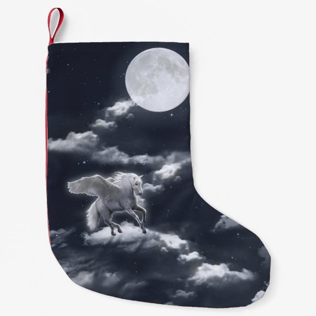 Vit vinghäst: månbelyst himlar. liten julstrumpa (Framsidan)