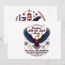Vit Vintage 4:e juli-inbjudan - Retro Eagle Inbjudningar