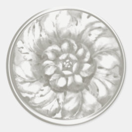 Vit Vintage Baroque Embossed look Seal Runt Klistermärke