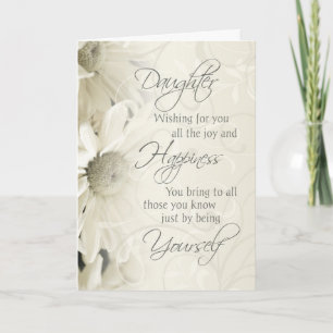 Vit Vintage Blommor Dotter Birthday Card Kort