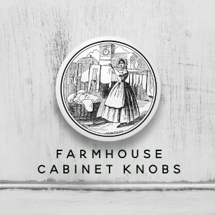 Vit Vintage Farmhouse Tvätt Room Knopp