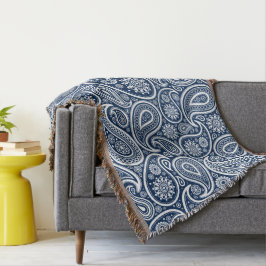 Vit Vintage Paisley Mönster på Royal Blue Filt