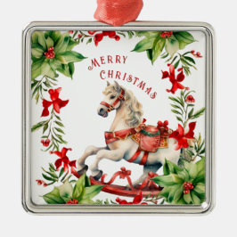 Vit Vintage Rocking Horse Jul Ornament