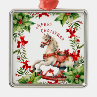 Vit Vintage Rocking Horse Jul Ornament