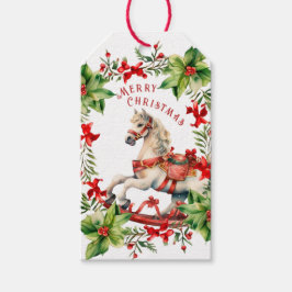 Vit Vintage Rocking Horse Presentetikett