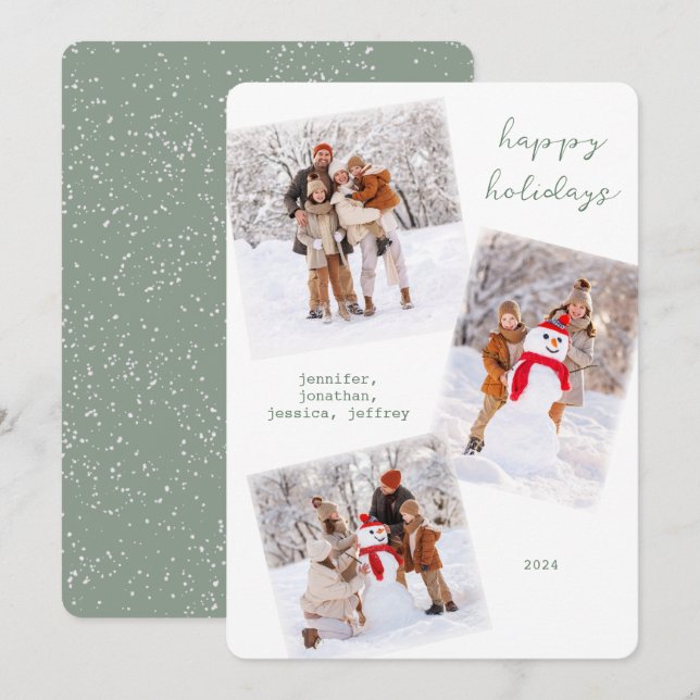 Vit Vinter-God jul-fotokort Julkort (Fram/baksida)