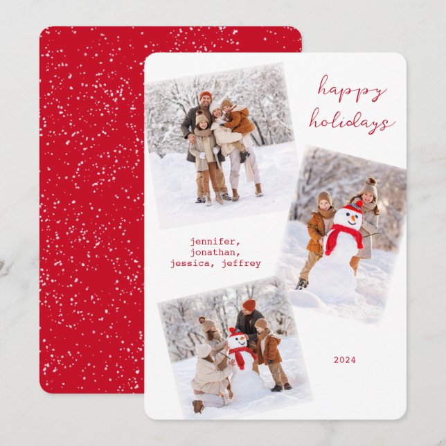 Vit Vinter-God jul-fotokort Julkort (Fram/baksida)