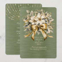 Vit vinterbär Grönt Löv Guld Ribbon Jul