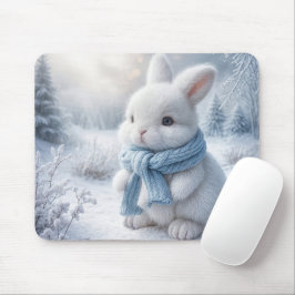 Vit vinterbunny med Scarf Musmatta