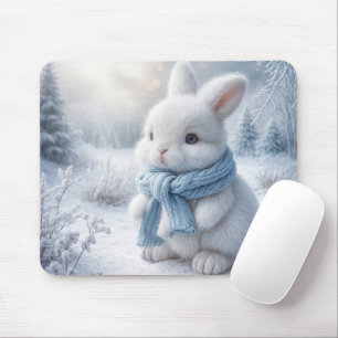 Vit vinterbunny med Scarf Musmatta