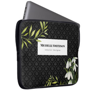 Vit vinterdroppe och Laurel Damask Laptop Fodral