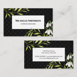 Vit vinterdroppe och Laurel Damask Visitkort