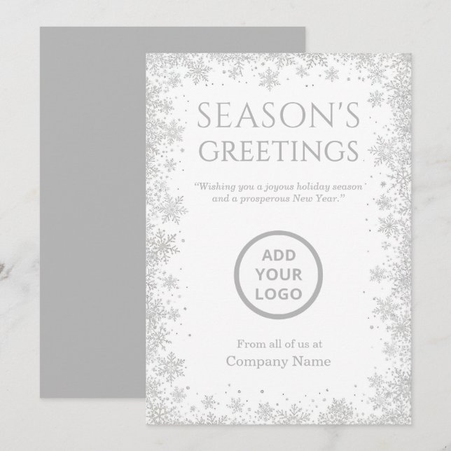 Vit vinterglans julkort (Fram/baksida)