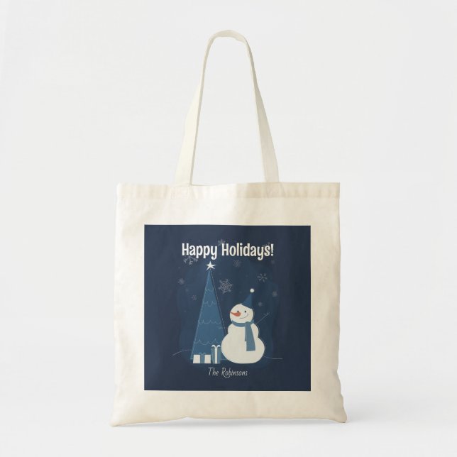 Vit vinterjul - Gift Ideas Vintage Blue Tygkasse (Framsidan)