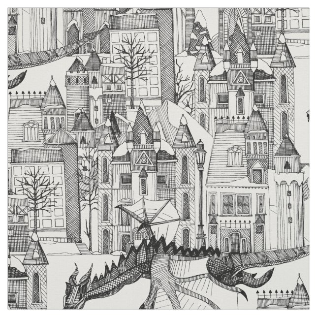 Vit vintervita i Dragon Kingdom Tyg (Provkarta)