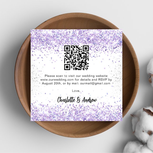 Vit violett QR-bröllop OSA Tilläggskort (Skapare uppladdad)