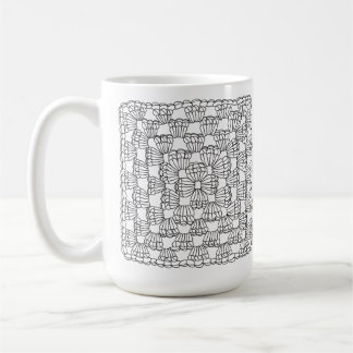 Vit Virkad Granny Square Kaffekopp