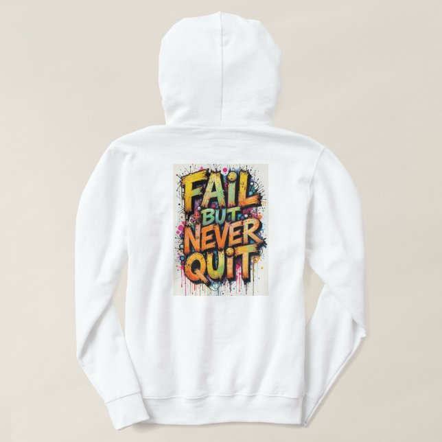 vit vuxen överdrags hoodie med design (Design baksida)