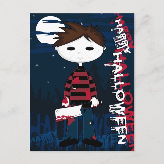 Vit vykort för seriell mördare för mask (Framsida)