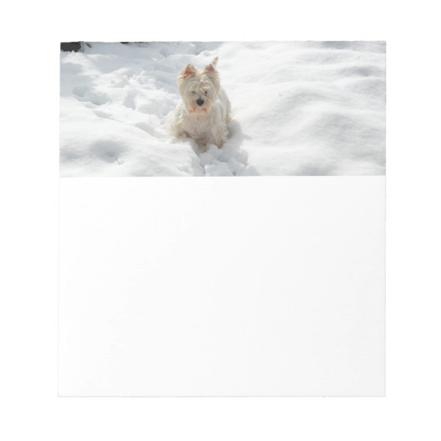 Vit Westie Hund i Snö Stationery Papper Anteckningsblock (Framsida)