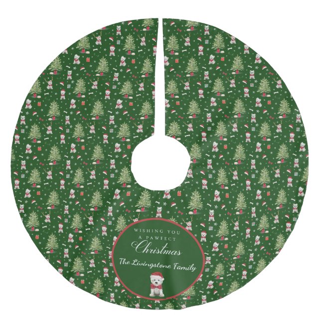 Vit Westie Jul Whimsical Julgransmatta Borstad Polyester (Framsidan)