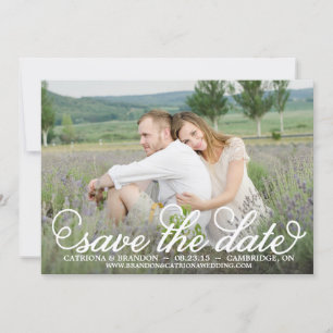 Vit Whimsical Script Spara Datum Annonsering Datumet