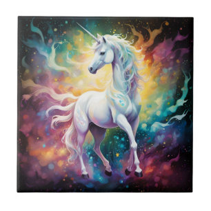 Vit : White Spectral Unicorn. Kakelplatta