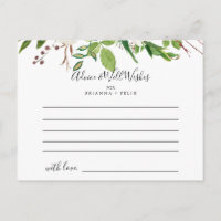 Vit Winter Peony Blommigt Bröllop Advice Card