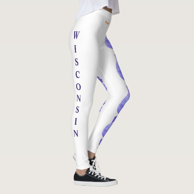 Vit Wisconsin State Flower Wood Violet Leggings (Höger)