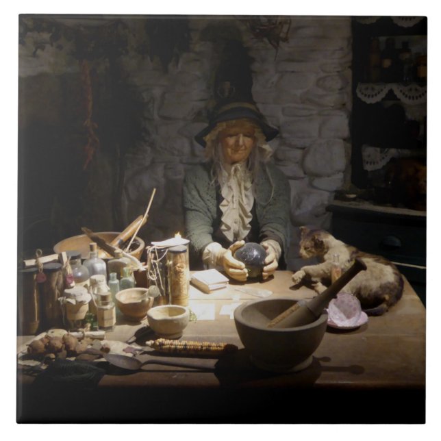 Vit Witch Kökmuseum, köksvävare och MAGICK Kakelplatta (Framsidan)