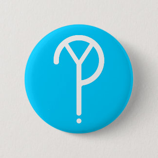 Vit Y? Symbol på blått Knapp