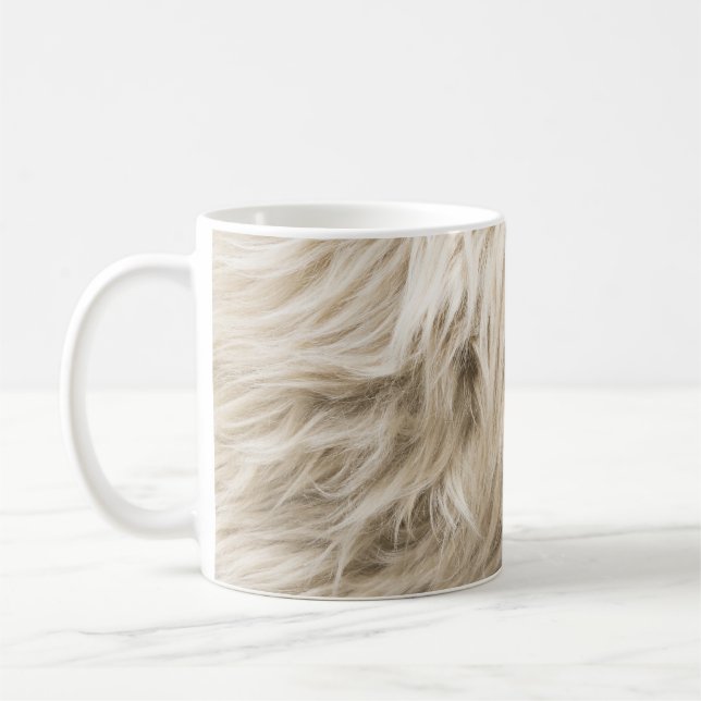 Vit ylle Fluffy Struktur-bakgrund Kaffemugg (Vänster)