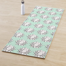 Vit Yoga-mat med lotus blommotiv mönster
