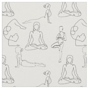 vit yoga position linje teckning tyg
