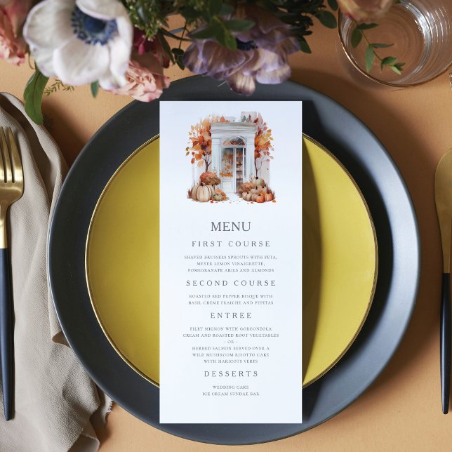 Vit ytterdörr, höst Bröllop Meny (Skapare uppladdad)