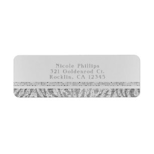Vit Zebra Glitter Pailletter Glam Partykort Returadress Etikett